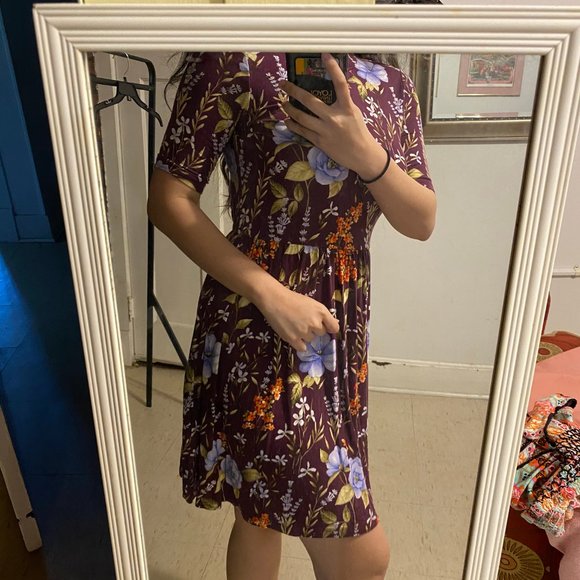 Forever 21 Purple Floral Babydoll Dress, Medium Small, Cut Back, Halter Neck - Picture 4 of 6